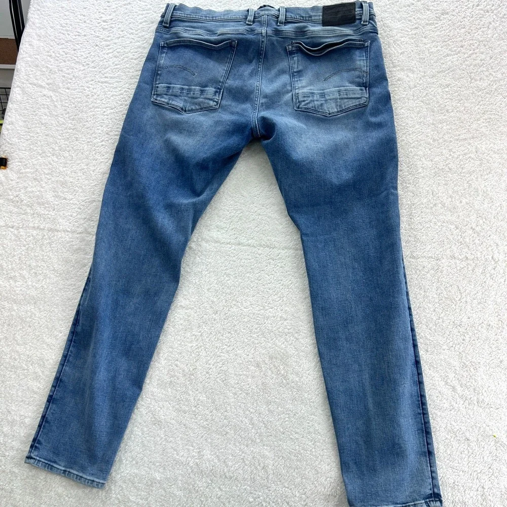 G-Star Original Jeans Mens 40X 33 Light Blue Raw Stretch Skinny - INSEAM ALTERED